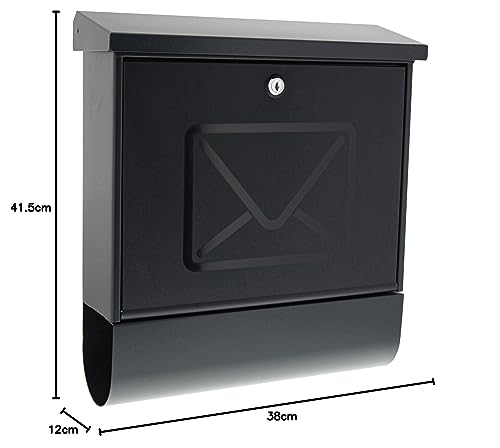 BURG-WÄCHTER Briefkasten mit Zeitungsfach ohne Namensschild, Verzinkter Stahl, Transluzente Tür, Einwurf-Format DIN C4, 2 Schlüssel, Lucenta 2700 ANT, Anthrazit (ähnlich RAL 7016)