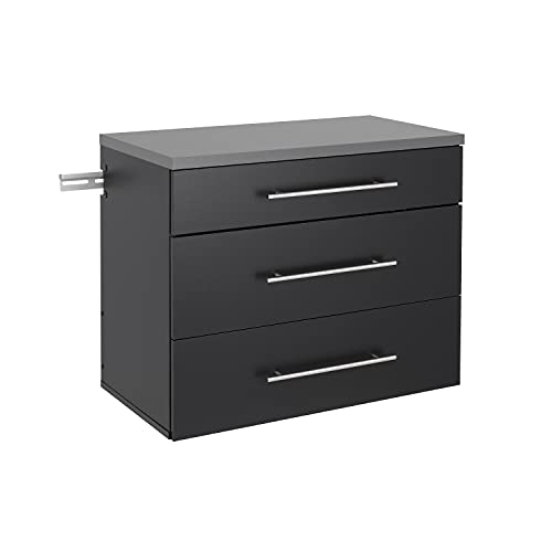 Image of Prepac HangUps 30'' Garage Storage Cabinet with 3 Drawers, Wood Wall Mount Pantry Cabinet, Wall Hanging Laundry Room Cupboard, Kitchen Pantry for Garage, Kitchen and Laundry Organization, Black