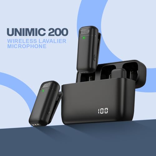 Image of UNIGEN UniMic 200 Wireless Microphone, Noise Reduction Lapel Mic with Charging Case, Wireless Mic for Video Recording, Vlogging, YouTube, Facebook, Instagram Support System for Type C & iOS