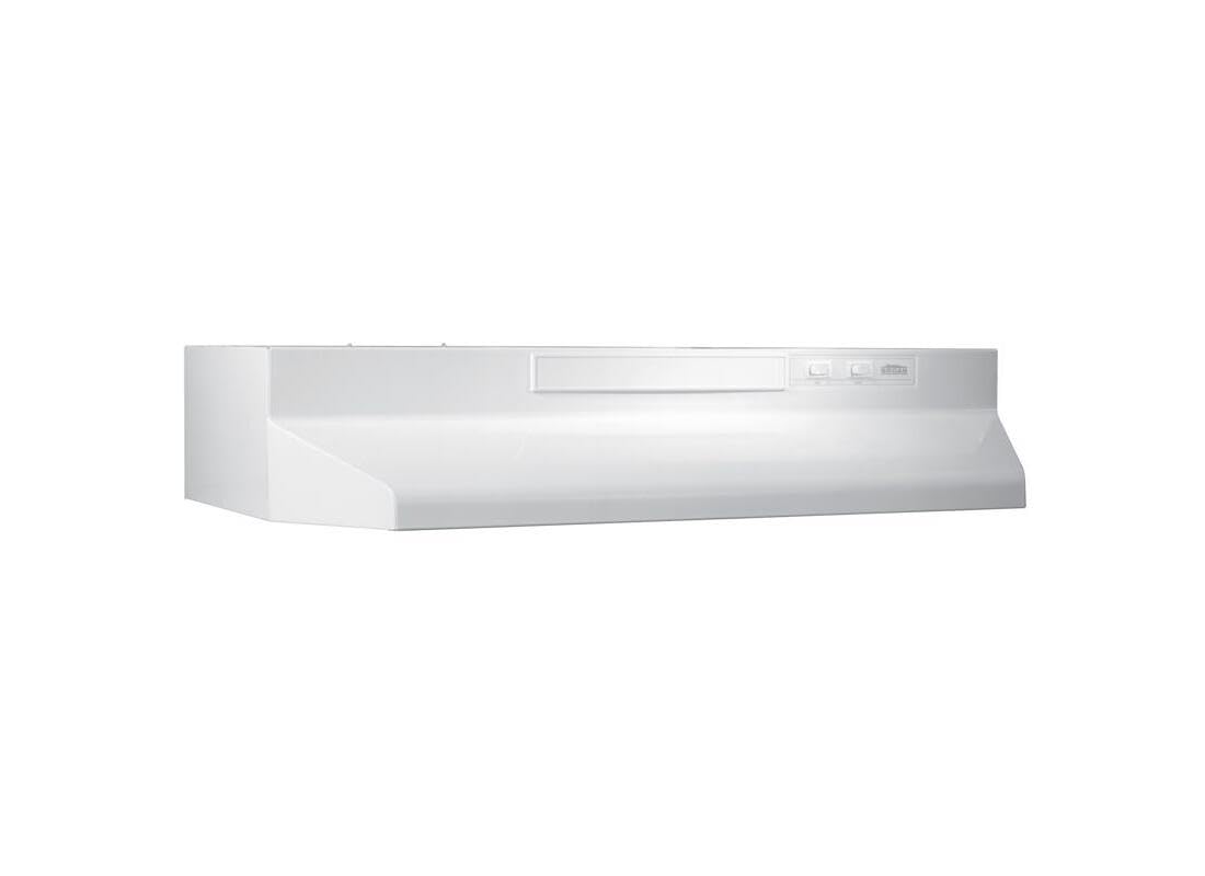Broan-NuTone F403011 Insert with Light, Exhaust Fan for Under Cabinet Two-Speed Four-Way Convertible Range Hood, 30-Inch, White on White