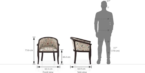 Image of Solid Sheesham Wood Chair Single Seater Sofa Chair for Living Room, Bedroom, Outdoor & Indoor - Walnut & Calico Floral
