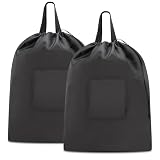Travel Laundry bags, Dirty Clothes Travel Bag with Handles, Portable Small laundry Sack for Travelling, Suitcase, Gym, Camping (Black | 2 Pack)