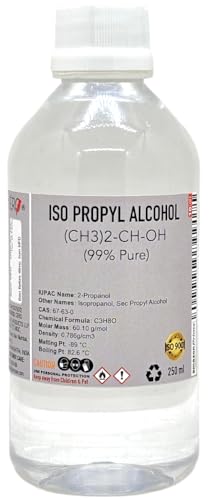 CERO ® IPA Isopropyl Alcohol for Cleaning, All Electronics, Clean Your Makeup Tools | Clean CPU, GPU and Screen | Repair Cosmetics 50% Pure [(CH3)2-CH-OH] CAS: 67-63-0 (250ml).
