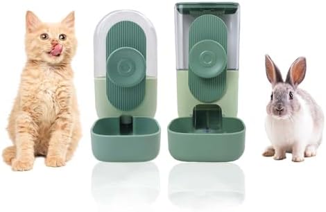 Dispensador automático de alimentos para Pequeñas Mascotas ，Automático Dispensador de Agua para Mascotas en la Jaula o Corral ，Conjunto de Comedero y Bebedero Automático，para conejos, hurones, gatos