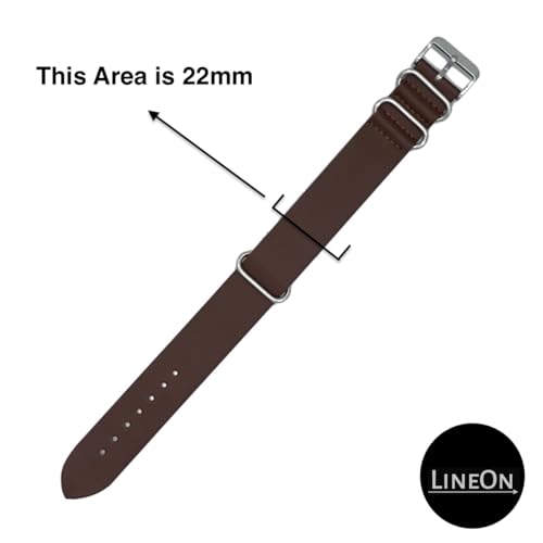Image of Lineon 22mm Genuine Leather Vintage Style Leather NATO Watch Strap ONE WAY NATO LEATHER STRAP Compatible for Titan Fossil Casio Timex Watch (Tool & Pins Include)