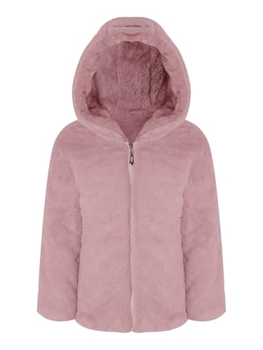 Kids Girls Kids Girls Winter Warm Coats Faux Fur Owl Applique Long Sleeve Zippered Hooded Coat Fleece Jacket3