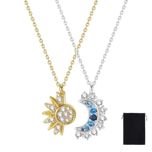 PNPGDYK Collier soleil et lune, en acier inoxydable, pour couple, cadeau de partenaire, colliers d'amitié, lune, soleil, ying yang
