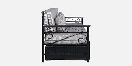 Image of 3 Seater Metal Sofa Cum Bed with Hydraulic Storage | King Size Sofa Cuma Bed | 3 Seater Sofa Set, Metal Sofa Set for Living Room (Multi Grey & Black, King Size (76 x 72))