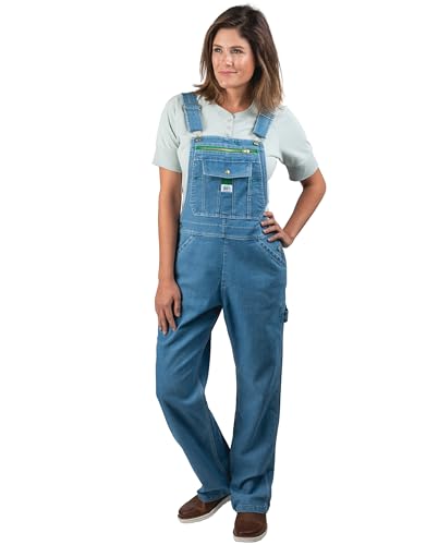 Liberty Womens Washed Denim Bib Overalls, Light Stone Washed, Large