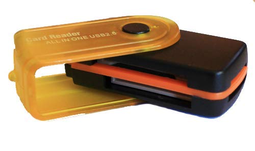 Leitor de Cartões de Memória Rotativo USB 2.0 Preto/Amarelo para SDHC, SDXC, SD, microSDHC, microSD,