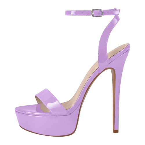 Image of Platform Stiletto High Heels for Women, Round Open Toe Ankle Strap Sexy Heeled Sandals for Wedding Party Dress
