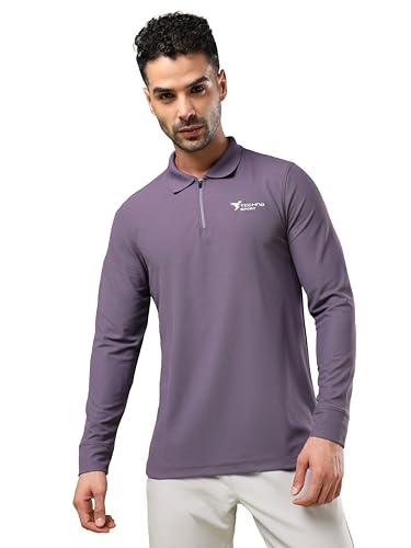 Image of TECHNOSPORT Men's Slim Fit Full Sleeve Polo T-Shirt with Collar, MATPIQ Quick Dry Moisture Wicking Polo Tee for Gym Sports Golf and Casual Wear