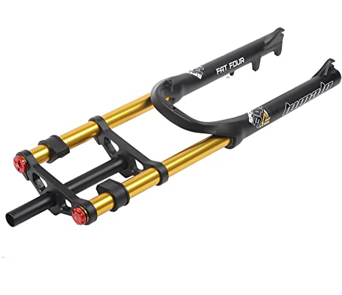 Syvrac Bike Suspension Fork 26" For Mountain Bike Dh Air Double Shoulder Downhill Rappelling Shock Absorber Straight Tube Ultralight Bicycle Shock Absorber Rebound Adjust (Gold) #TOP6