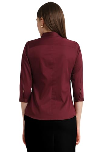 Image of Van Heusen Women's Regular Fit Solid 3 /4 Sleeve Cotton Rich Formal Shirt
