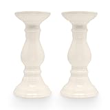 Bonita Home 9" Candle Holder Set | Ceramic Candle Stick Holder - Pillar or Taper Candles | Set of 2