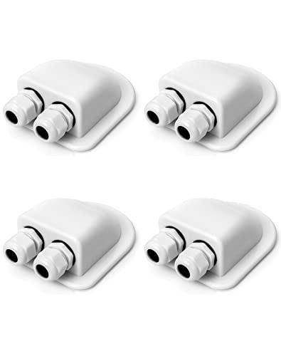 QWORK® 4 Stück Dachdurchführung IP68 Wasserdicht ABS Solar Doppel-Kabeldurchführung rfür Solarsatellit Klimaanlage Wohnmobil Wohnwagen Boot