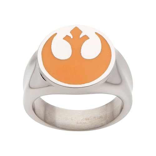 Star Wars Jewelry Men's Yellow Rebel Symbol Stainless Steel Ring, Size 12, Silver/Yellow, (SWRSFR01-12)