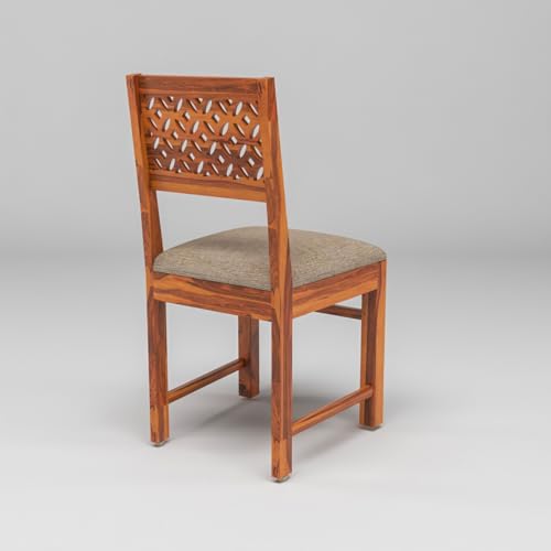 Image of Sheesham Wood 4 Chair with 1 Bench Dining Table Set with Cushioned Chairs for Dining Room | Living Room | Home & Office | (6 Seater with Bench, Honey A)