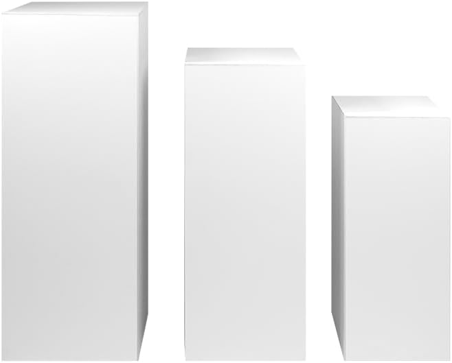 shopPOPdisplays 3 Pcs Pedestal Stand Set - White Expanded PVC - Lightweight, Space Saving, Compact Storage - Plinth Pillar for Party, Events, Retail, and Exhibits - 50lb. Capacity (Standard Set)