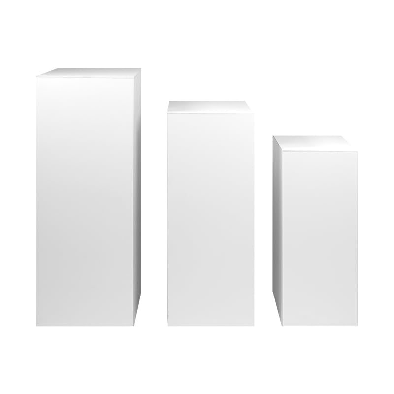 Image of shopPOPdisplays 3 Pcs Pedestal Stand Set - White Expanded PVC - Lightweight, Space Saving, Compact Storage - Plinth Pillar for Party, Events, Retail, and Exhibits - 50lb. Capacity (Standard Set)