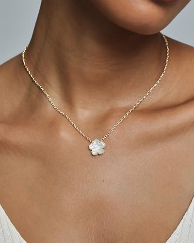 PAVOI 14K Gold Plated Clover Necklaces for Women - Lucky Four Leaf Clover Necklace Pendant - Trendy Flower Black Onyx Gemstone Mother of Pearl Jewelry Gifts2