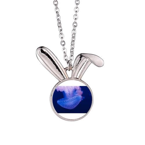 Collier avec pendentif lapin de mer tropical méduse marine tendance