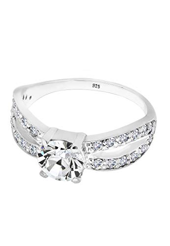 Elli Anelli Ladies Solitaire Glamorous Con Cristallo In Argento 925 - 2