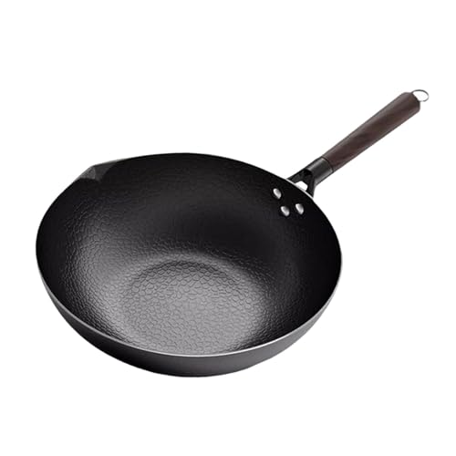 Wok de hierro 12.60 pulgadas con mango de madera miniatura 1