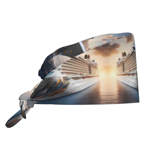 YYHWHJDE Breathable Work Hat Cool Cruise Ship Prints Premium Peach Skin Velvet Adjustable, Soft, Versatile