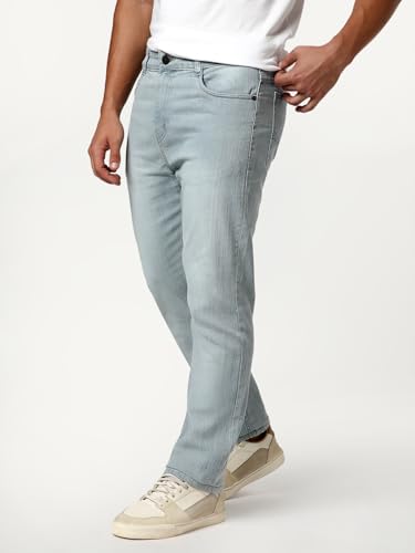 Image of Urbano Fashion Men's Straight Fit Washed Denim Jeans Stretchable