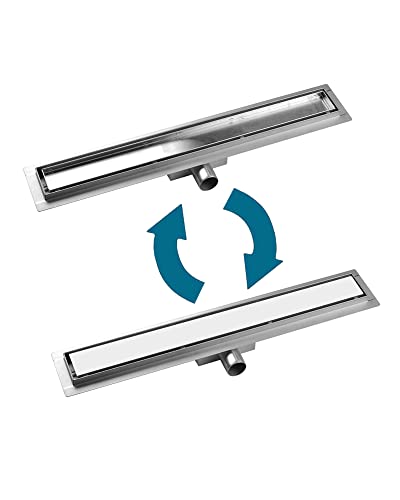 iYueMps Linear Shower Drain 600mm/24inch,Stainless Steel Invisible Bathroom Floor Drain Set,2in1 Double-sided,Tile Insert - Image 4
