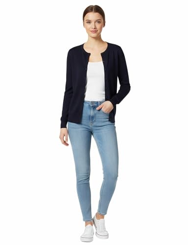 Image of Allsense Women's Long-Sleeve Crewneck Cardigan | Classic Button Down Sweater, Soft Fine Knit, Lightweight