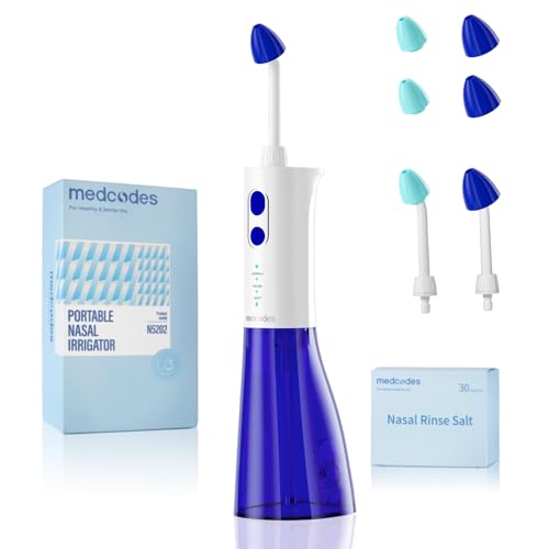 Medcodes Neti Pot Risciacquo del seno, sistema di irrigazione nasale senza fili Macchina per il risciacquo nasale della bottiglia, kit elettrico del sistema di risciacquo del seno (Blu)