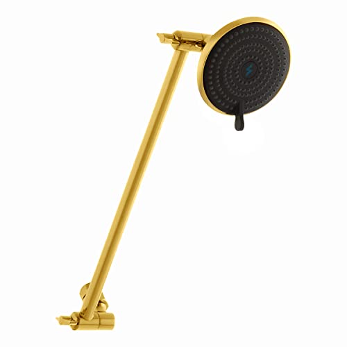 Shower Head Extension Arm By Sparkpod - 16" Solid Brass Shower Arm Extension With Universal Connection To Showerheads - Easily Adjustable Shower Arm For Rain Showerheads (Egyptian Gold) #TOP3