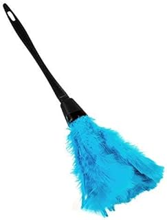 DEWIN Feather Duster, Turkey Feather Duster, Blue Turkey Feather Duster, Blue Feather Duster Soft Turkey Feather Duster Brush with Black Handle for Home Furniture Car Cleaning Tools (Color : Blue)
