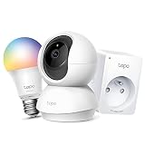 TP-Link Caméra Surveillance WiFi+Prise Connectée WiFi Tapo P100(FR)+Ampoule Connectée, Ampoule LED 8.7W 806Lm