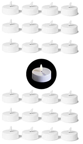 Novaliv 24 velas de té con temporizador, luz blanca cálida, 3D, 6 cm de diámetro para batería CR2032, velas de té grandes, iluminación LED con función de temporizador, juego de ahorro