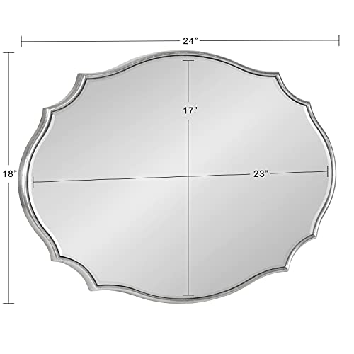 Kate and Laurel Leanna Modern Scalloped Wall Mirror, 18 x 24, Silver, Glam Oval Mirror for Wall by Kate and Laurel - Image 6