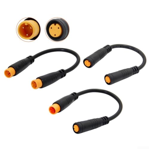 NexRen M8 Câble connecteur étanche mâle vers femelle à 3 broches pour scooter électrique, 15,5 cm, noir (mâle vers femelle) – vue 5