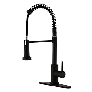 Black Kitchen Faucet, LOUEVIDO Kitchen Faucets with Pull Down Sprayer Commercial Industrial Stainless Steel Single Handle Single Hole Pull Down Sprayer Spring Farmhouse RV Kitchen Sink Faucet
