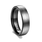 Skcess Anillos para hombre punk de acero de tungsteno, forma cepillada, anillo de boda, unisex, talla 47-70, Acero de tungsteno, Sin circonita
