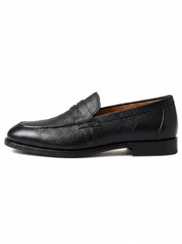 Image of Leather Flap Penny Loafers with TPR Sole for Men