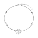 Ladytree S925 Sterling Silver Sigil of Lilith Infinity Anklet Bracelets Link Jewelry Gifts for Women Chain 9+1.5 inches