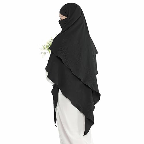 Khalat Muslim Prayer Hijab - 2 Layers Soft Breathable Islamic Dubai Women's Instant Long Hijab