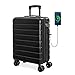 Produktbild AnyZip Handgepäck Koffer Leicht Hartschalenkoffer Reisekoffer Trolley Rollkoffer mit TSA Schloss und 4 Rollen USBSchwarz,M