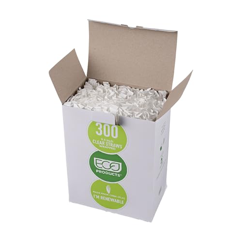 Pitillos Claro Compostables de Plástico, 24.13 cm, Paquete de 300 miniatura 1