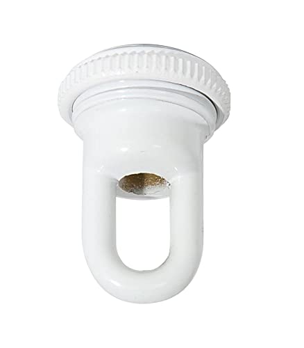 Image of B&P Lamp Solid Cast Brass Screw Collar Loop for 1-1 /16 Inch Center Hole Canopies, 1 /4IP, Glossy White Finish