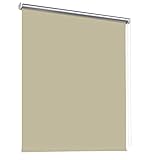 deko-raumshop Thermorollo Verdunkelungsrollo Hitzeschutz Seitenzugrollo Fenster Rollo 11 Farben Breite 60 bis 240 cm Stoff lichtundurchlässig Thermo Beschichtung Weiß Silber (60 x 175 cm/Beige)