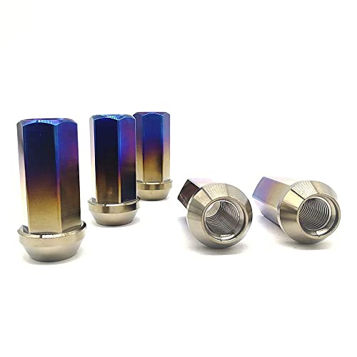 Rison Titanium Lug Nuts 20 Pcs Titanium Open End Lug Nuts M14X1.5Mm Titanium Wheel Lug Nut Burnt Blue Accessories Car Racing Nice Looking Ultra Light Lug Nuts #TOP2