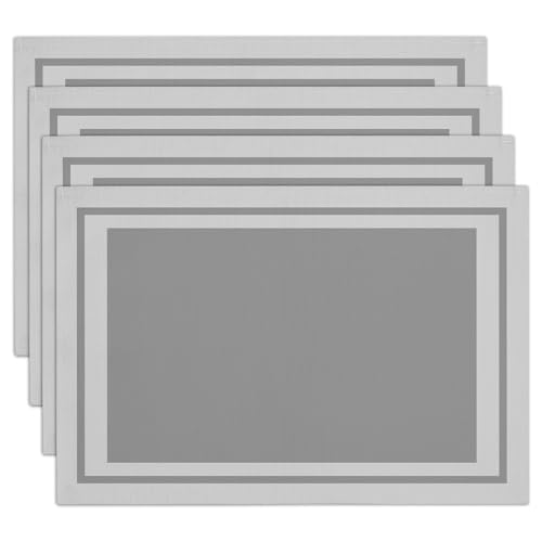 Gray Cotton Linen Placemats Set of 4, 12x18 Table Mat for Family Dinners Wedding Parties Restaurant Kitchen Decoration, Waterproof Washable Heat Resistant Place Mats -a22